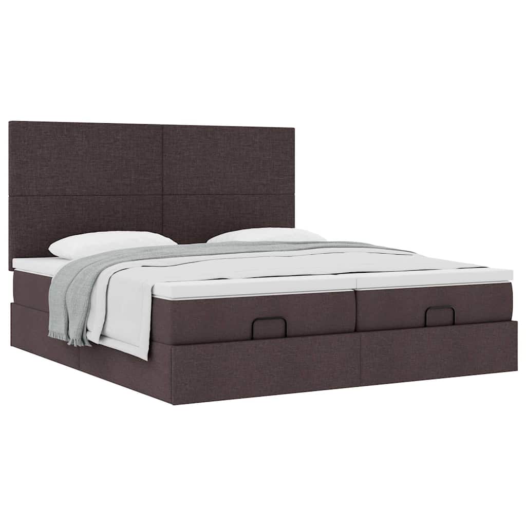 Ottoman bed met matrassen 160x200cm stof donkerbruin is nu te koop bij PeponiXL, paradijselijk wonen!