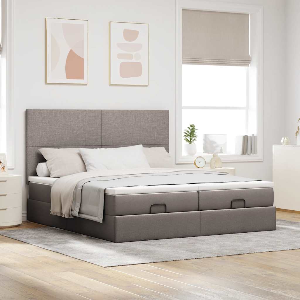 Ottoman bed met matrassen 180x200cm stof taupe is nu te koop bij PeponiXL, paradijselijk wonen!
