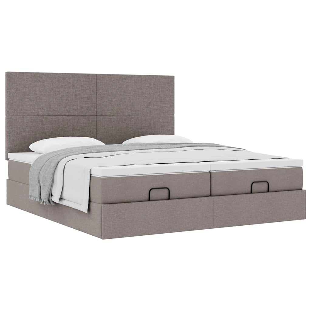 Ottoman bed met matrassen 180x200cm stof taupe is nu te koop bij PeponiXL, paradijselijk wonen!