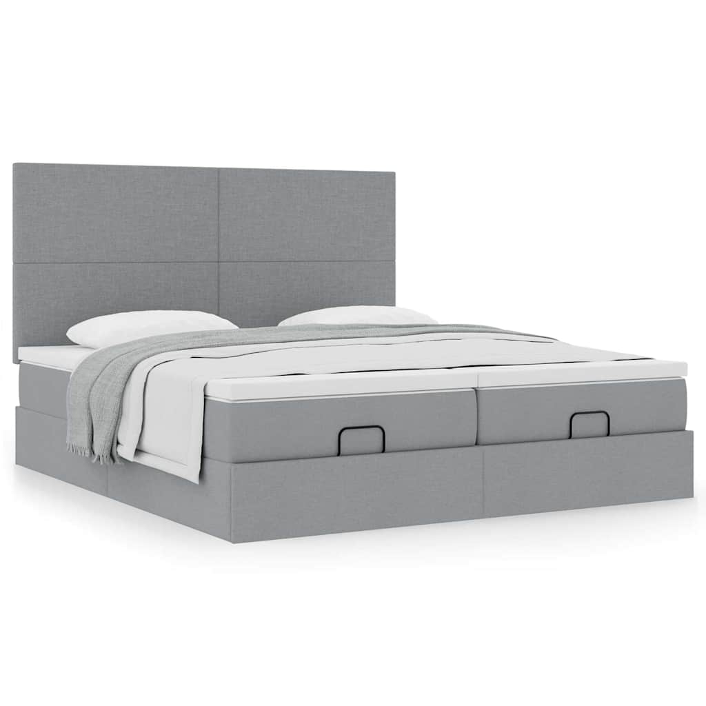 Ottoman bed met matrassen 200x200cm stof lichtgrijs is nu te koop bij PeponiXL, paradijselijk wonen!