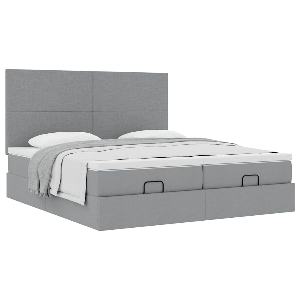 Ottoman bed met matrassen 200x200cm stof lichtgrijs is nu te koop bij PeponiXL, paradijselijk wonen!