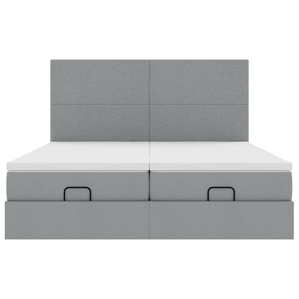 Ottoman bed met matrassen 200x200cm stof lichtgrijs is nu te koop bij PeponiXL, paradijselijk wonen!