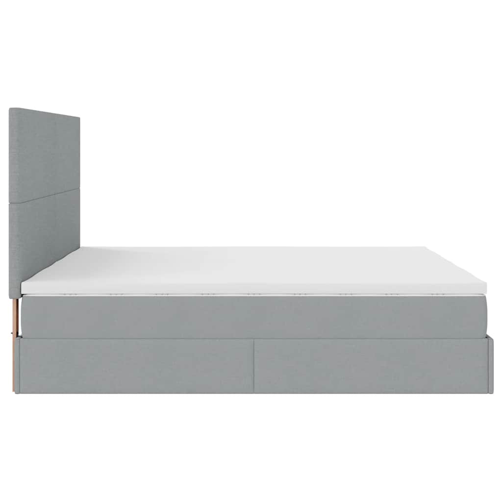 Ottoman bed met matrassen 200x200cm stof lichtgrijs is nu te koop bij PeponiXL, paradijselijk wonen!