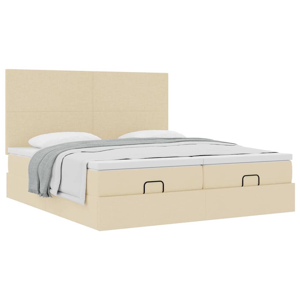 Ottoman bed met matrassen 200x200cm stof crèmekleurig is nu te koop bij PeponiXL, paradijselijk wonen!