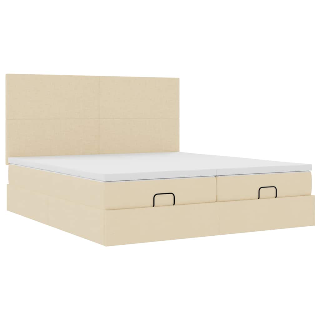 Ottoman bed met matrassen 200x200cm stof crèmekleurig is nu te koop bij PeponiXL, paradijselijk wonen!