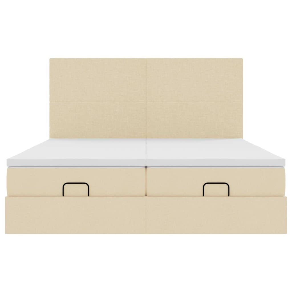 Ottoman bed met matrassen 200x200cm stof crèmekleurig is nu te koop bij PeponiXL, paradijselijk wonen!