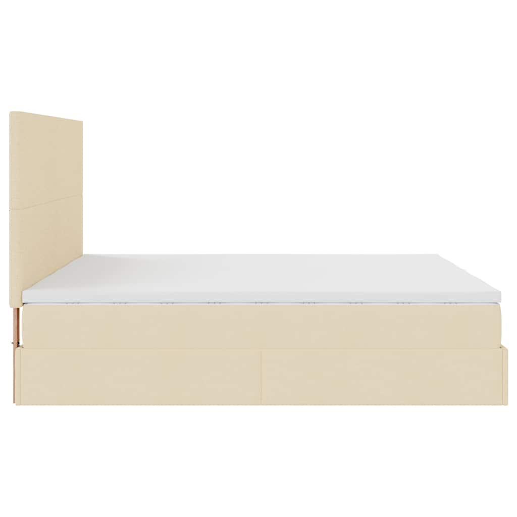 Ottoman bed met matrassen 200x200cm stof crèmekleurig is nu te koop bij PeponiXL, paradijselijk wonen!
