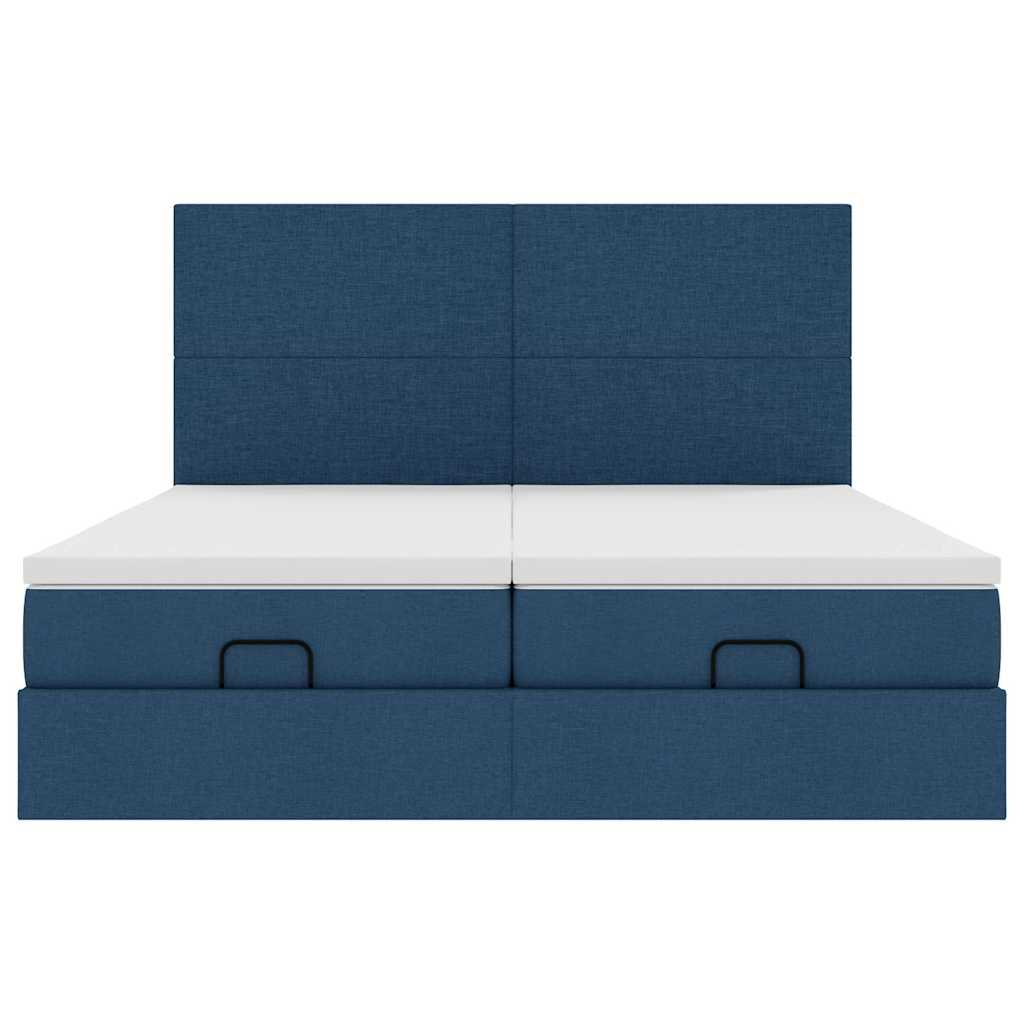 Ottoman bed met matrassen 200x200cm stof blauw is nu te koop bij PeponiXL, paradijselijk wonen!