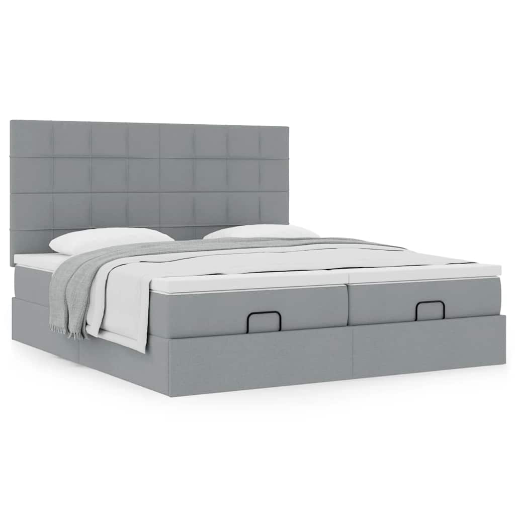Ottoman bed met matrassen 160x200cm stof lichtgrijs is nu te koop bij PeponiXL, paradijselijk wonen!