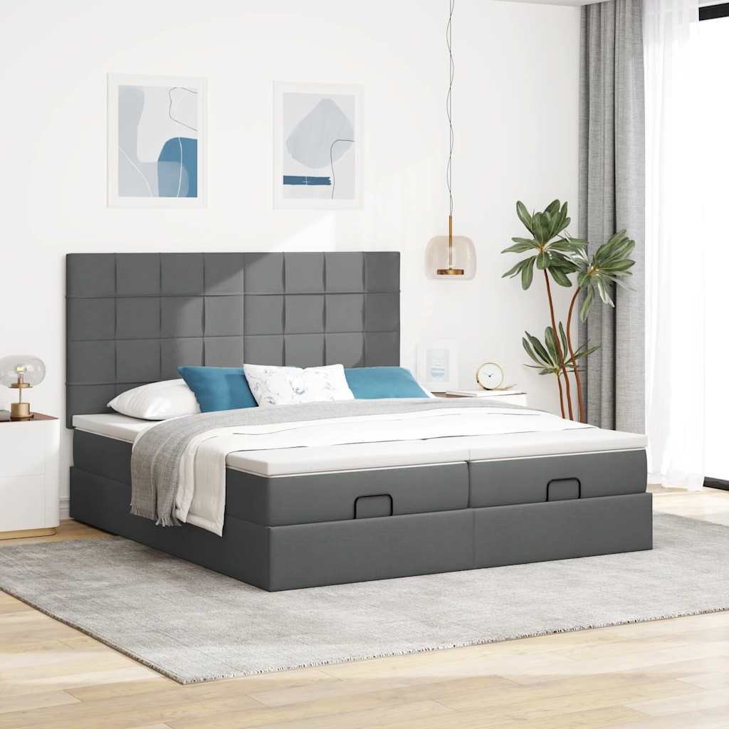 Ottoman bed met matrassen 160x200cm stof donkergrijs is nu te koop bij PeponiXL, paradijselijk wonen!