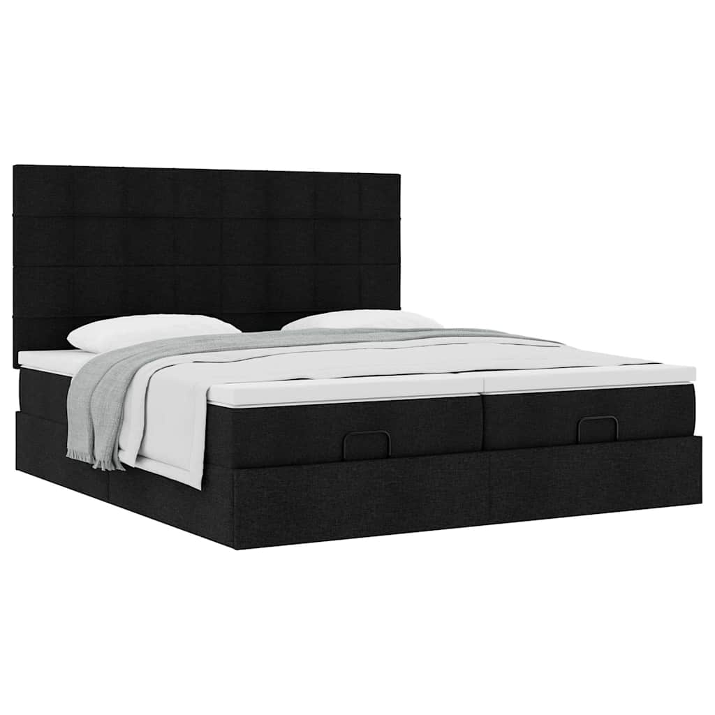 Ottoman bed met matrassen 160x200cm stof zwart is nu te koop bij PeponiXL, paradijselijk wonen!