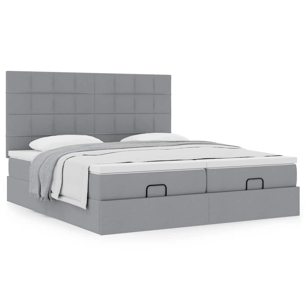 Ottoman bed met matrassen 180x200cm stof lichtgrijs is nu te koop bij PeponiXL, paradijselijk wonen!