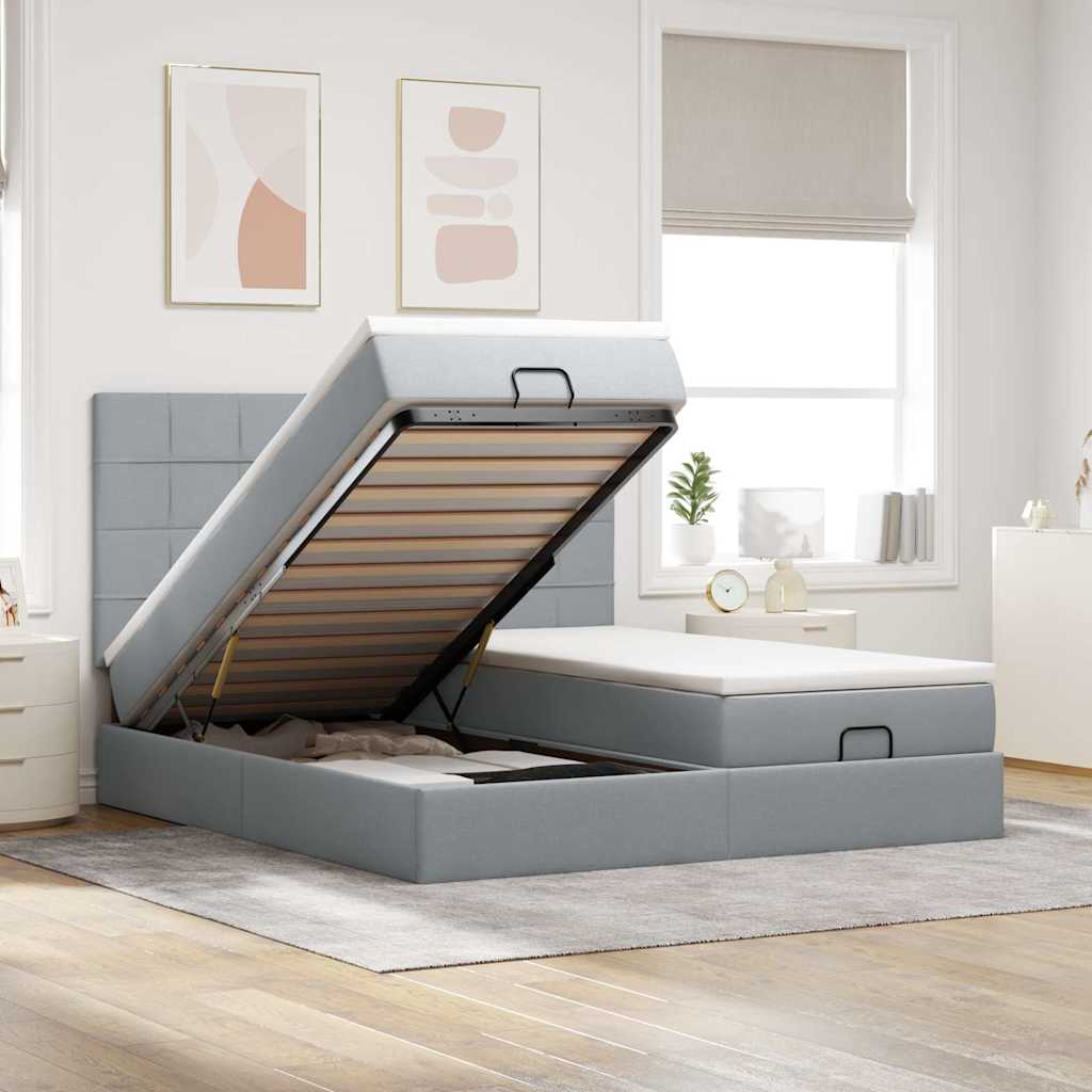 Ottoman bed met matrassen 180x200cm stof lichtgrijs is nu te koop bij PeponiXL, paradijselijk wonen!
