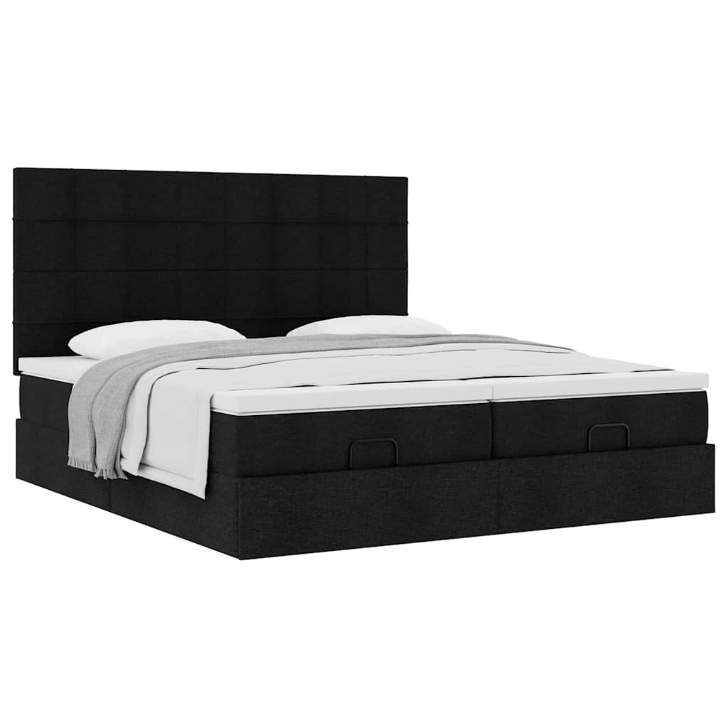 Ottoman bed met matrassen 180x200cm stof zwart is nu te koop bij PeponiXL, paradijselijk wonen!