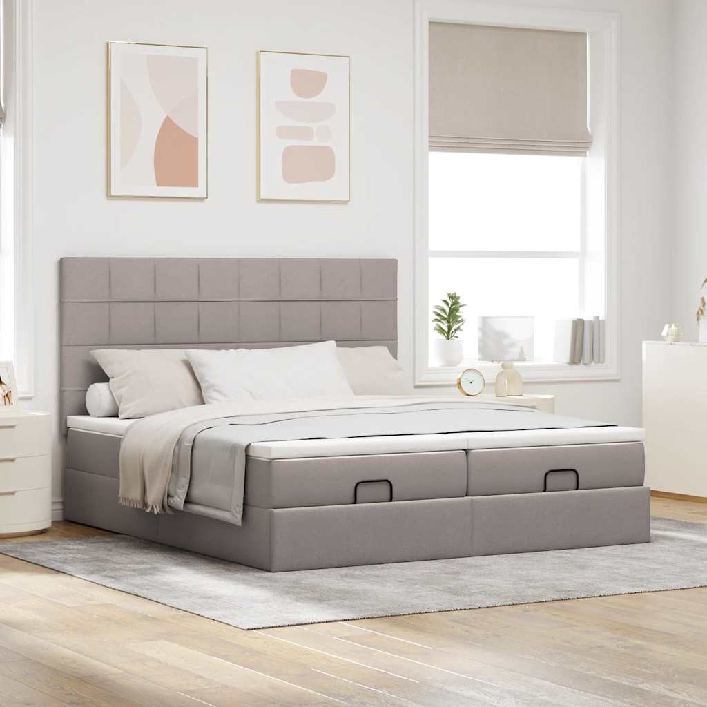 Ottoman bed met matrassen 180x200cm stof taupe is nu te koop bij PeponiXL, paradijselijk wonen!