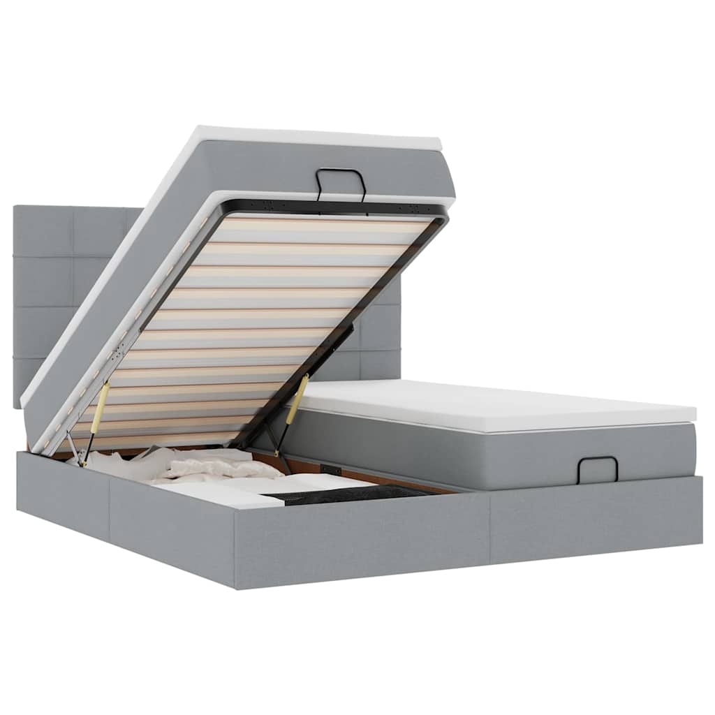 Ottoman bed met matrassen 200x200cm stof lichtgrijs is nu te koop bij PeponiXL, paradijselijk wonen!