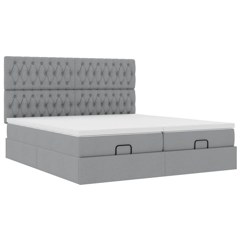 Ottoman bed met matrassen 160x200cm stof lichtgrijs is nu te koop bij PeponiXL, paradijselijk wonen!