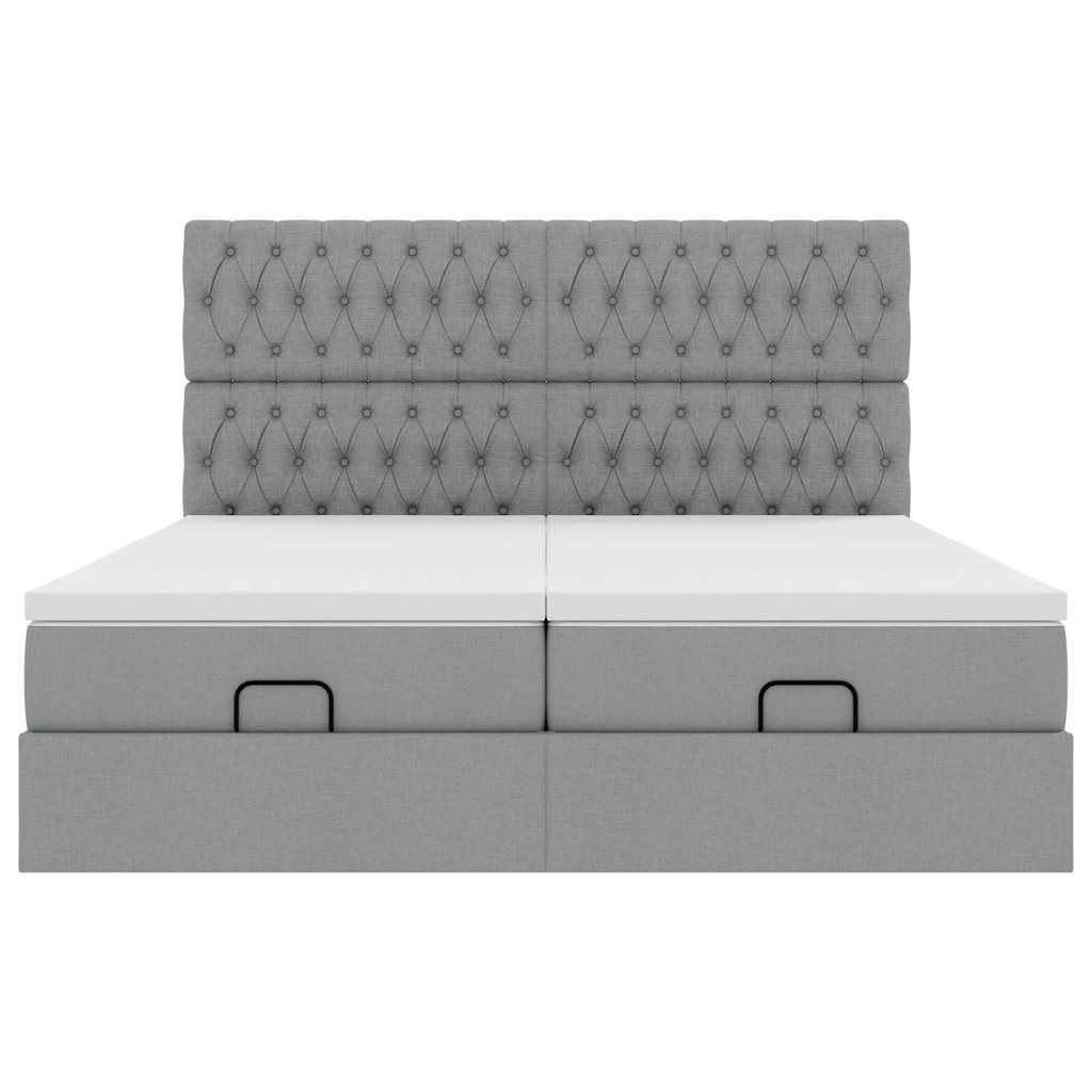 Ottoman bed met matrassen 160x200cm stof lichtgrijs is nu te koop bij PeponiXL, paradijselijk wonen!