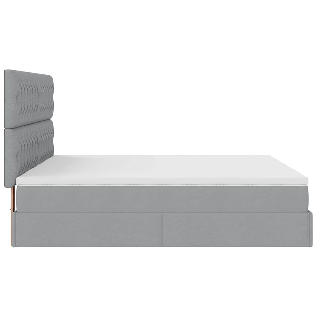 Ottoman bed met matrassen 160x200cm stof lichtgrijs is nu te koop bij PeponiXL, paradijselijk wonen!