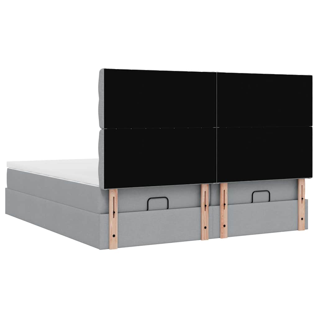 Ottoman bed met matrassen 160x200cm stof lichtgrijs is nu te koop bij PeponiXL, paradijselijk wonen!