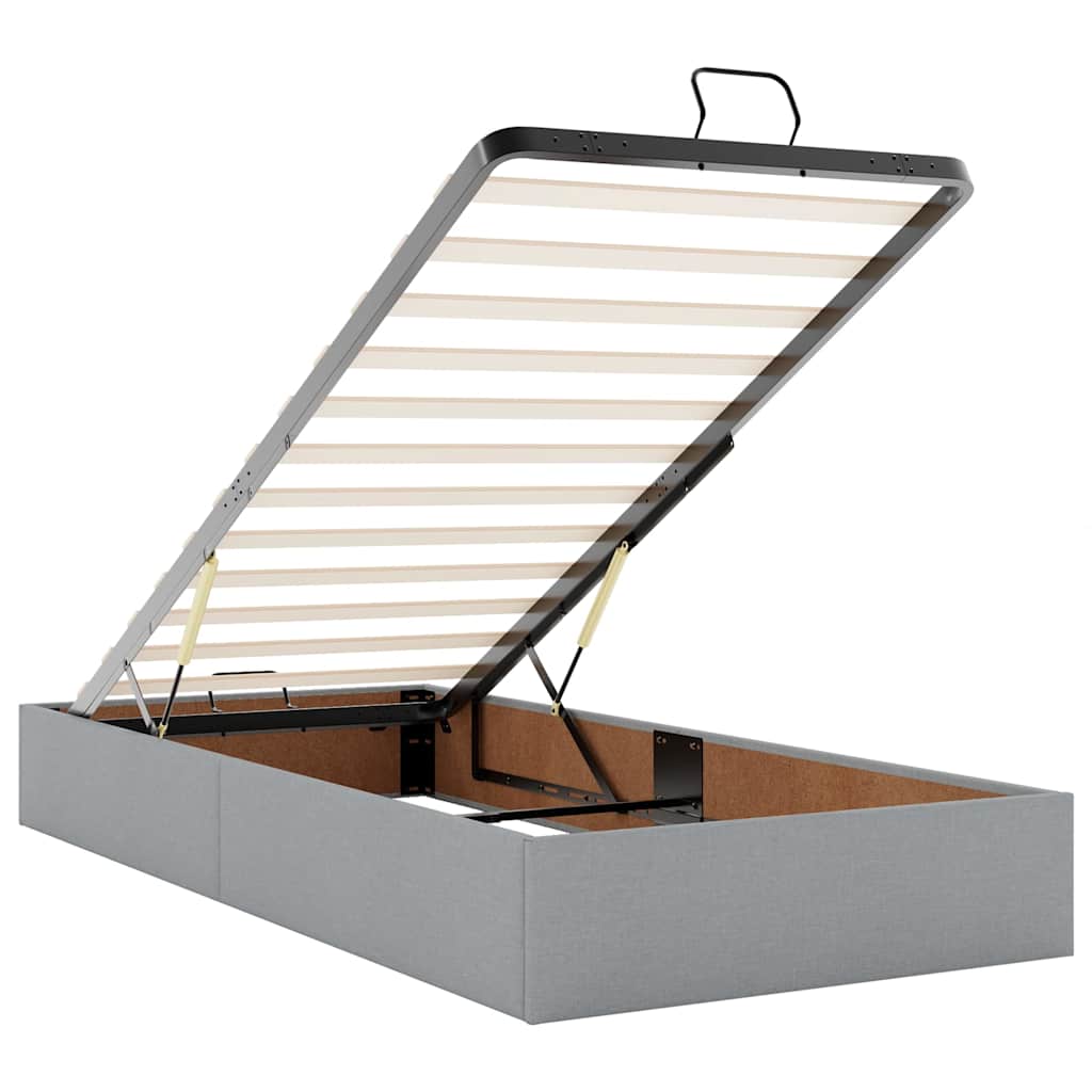 Ottoman bed met matrassen 160x200cm stof lichtgrijs is nu te koop bij PeponiXL, paradijselijk wonen!