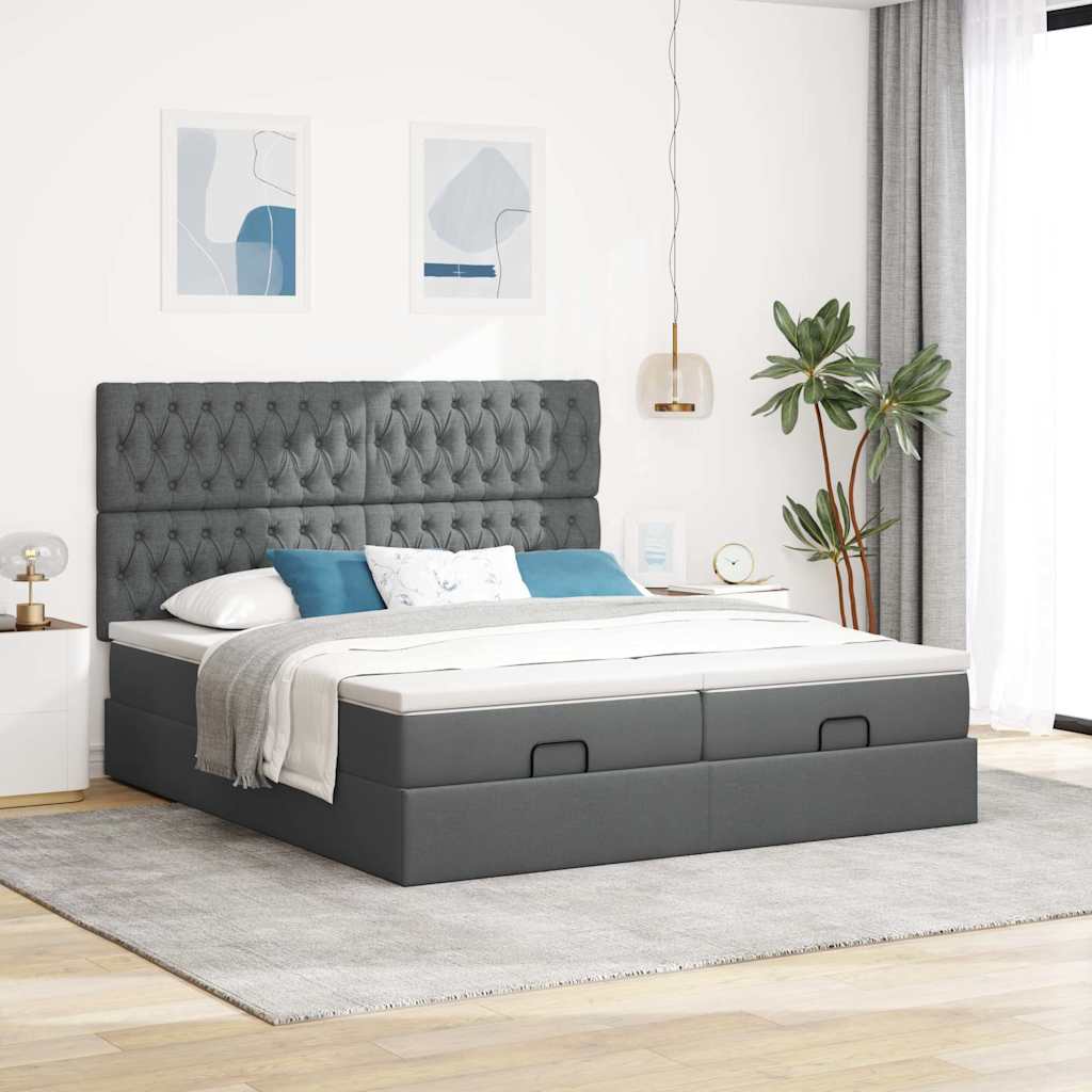 Ottoman bed met matrassen 160x200cm stof donkergrijs is nu te koop bij PeponiXL, paradijselijk wonen!