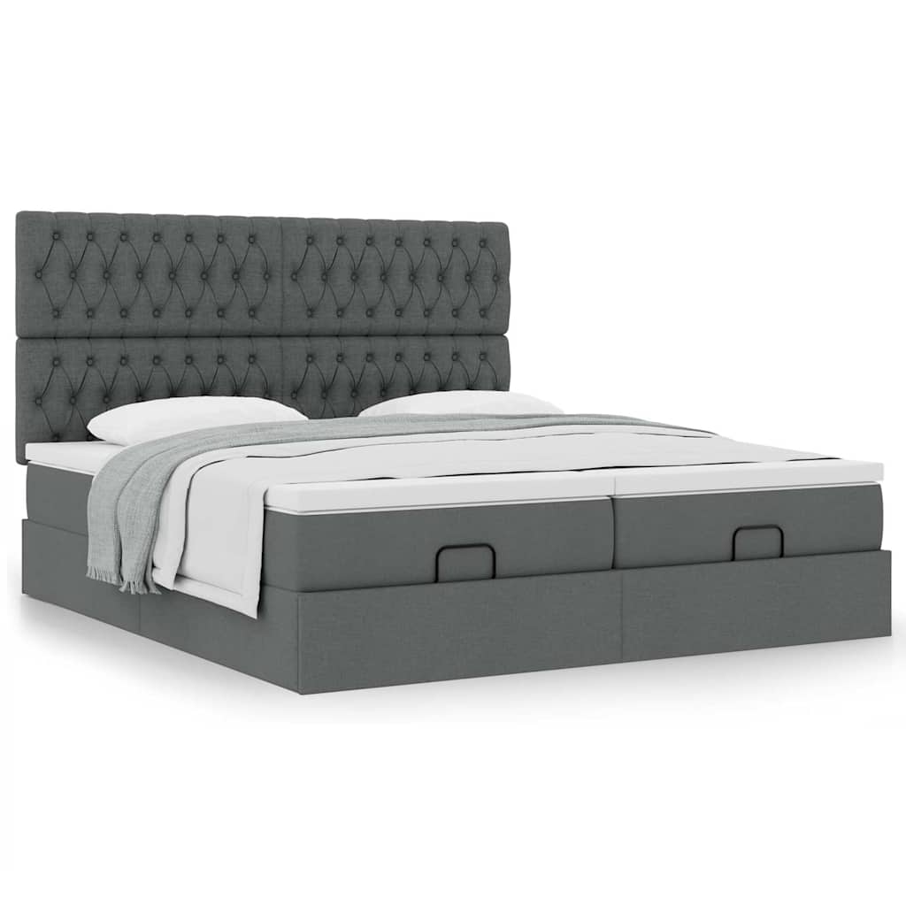 Ottoman bed met matrassen 160x200cm stof donkergrijs is nu te koop bij PeponiXL, paradijselijk wonen!
