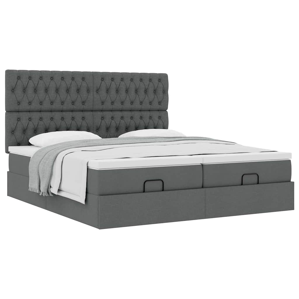 Ottoman bed met matrassen 160x200cm stof donkergrijs is nu te koop bij PeponiXL, paradijselijk wonen!