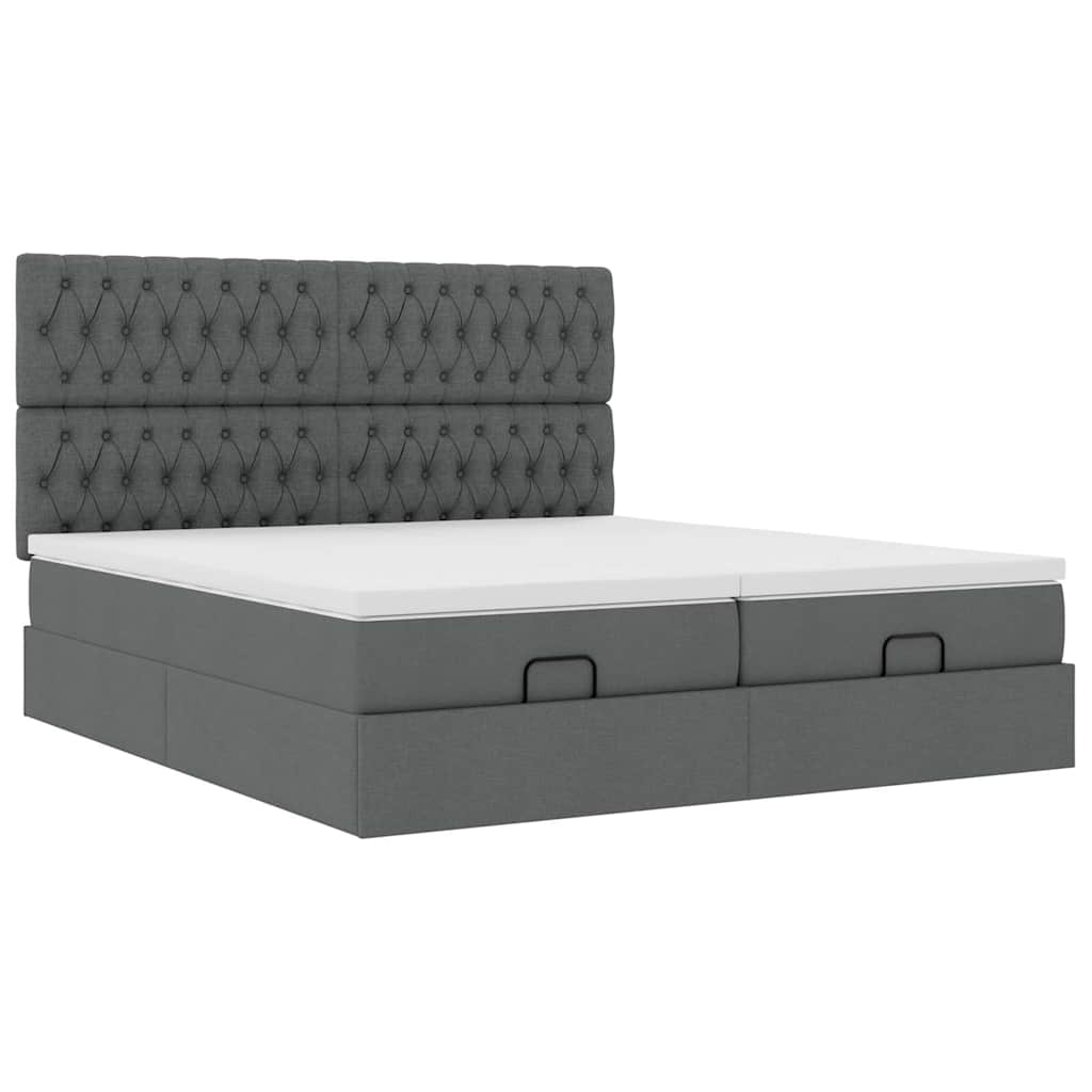 Ottoman bed met matrassen 160x200cm stof donkergrijs is nu te koop bij PeponiXL, paradijselijk wonen!