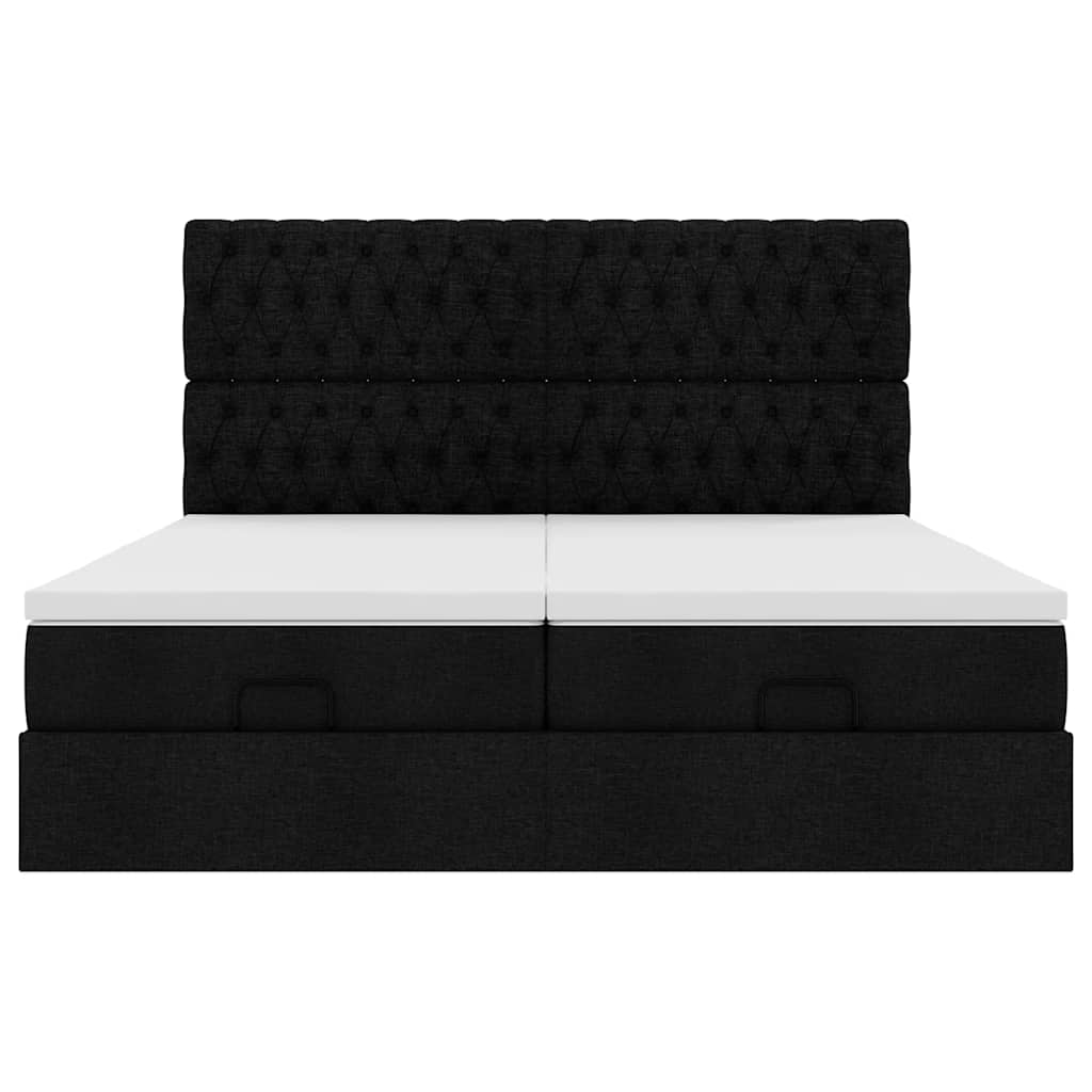 Ottoman bed met matrassen 160x200cm stof zwart is nu te koop bij PeponiXL, paradijselijk wonen!