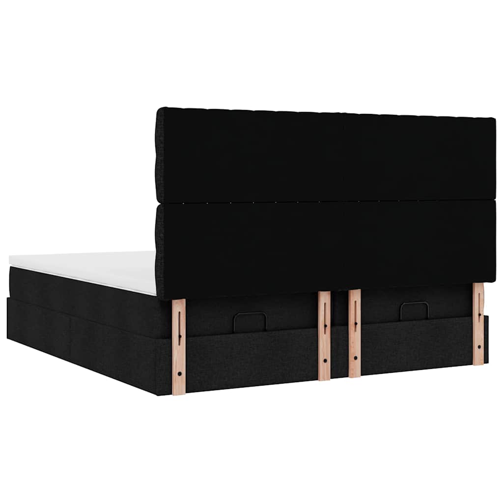 Ottoman bed met matrassen 160x200cm stof zwart is nu te koop bij PeponiXL, paradijselijk wonen!