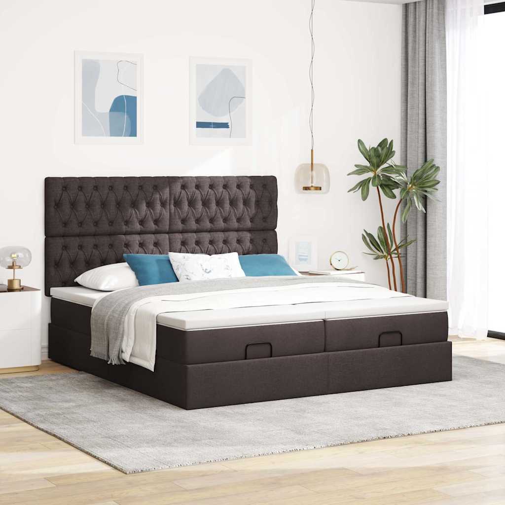 Ottoman bed met matrassen 160x200cm stof donkerbruin is nu te koop bij PeponiXL, paradijselijk wonen!