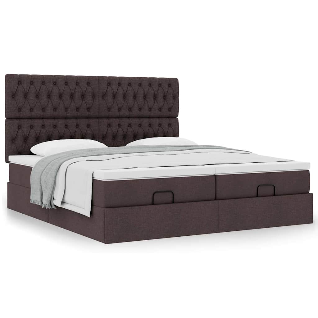 Ottoman bed met matrassen 160x200cm stof donkerbruin is nu te koop bij PeponiXL, paradijselijk wonen!