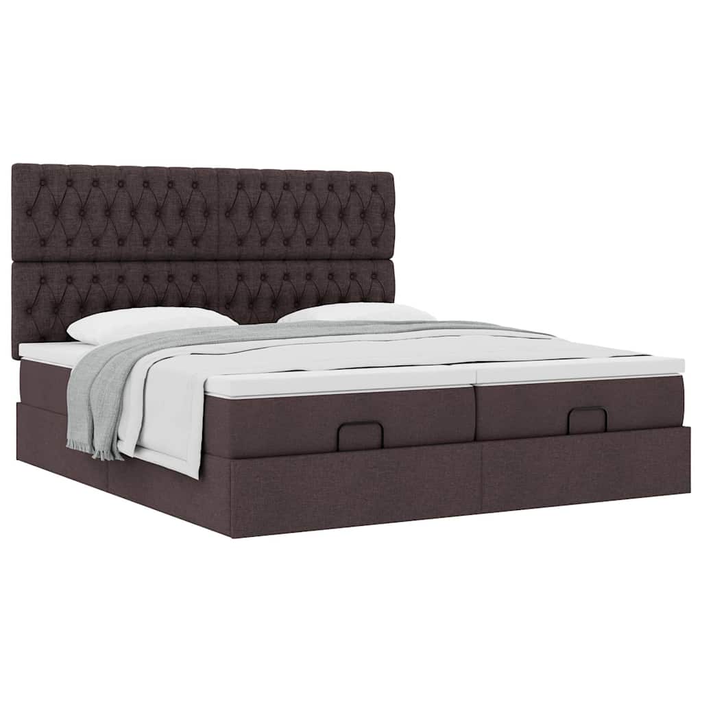 Ottoman bed met matrassen 160x200cm stof donkerbruin is nu te koop bij PeponiXL, paradijselijk wonen!