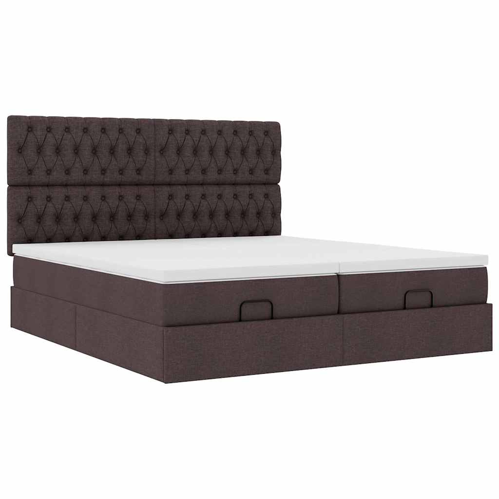Ottoman bed met matrassen 160x200cm stof donkerbruin is nu te koop bij PeponiXL, paradijselijk wonen!