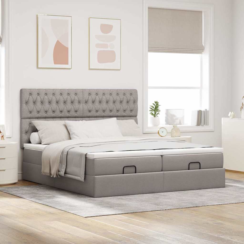 Ottoman bed met matrassen 160x200cm stof taupe is nu te koop bij PeponiXL, paradijselijk wonen!