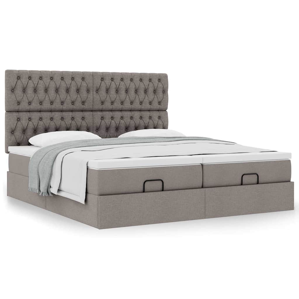 Ottoman bed met matrassen 160x200cm stof taupe is nu te koop bij PeponiXL, paradijselijk wonen!