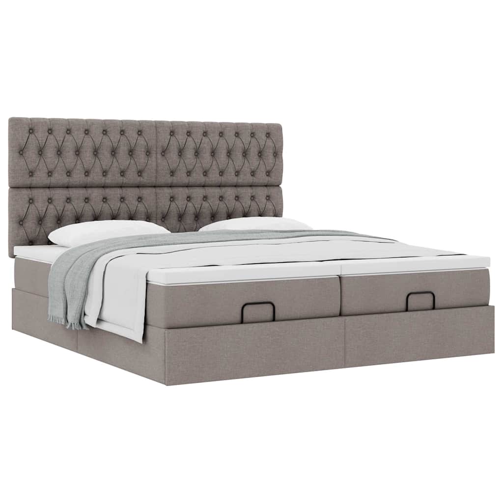 Ottoman bed met matrassen 160x200cm stof taupe is nu te koop bij PeponiXL, paradijselijk wonen!