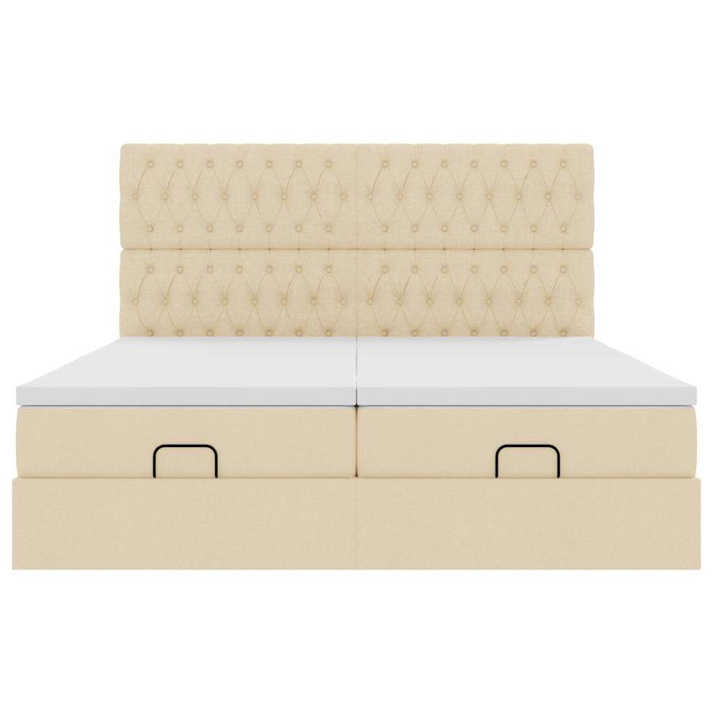 Ottoman bed met matrassen 200x200cm stof crèmekleurig is nu te koop bij PeponiXL, paradijselijk wonen!