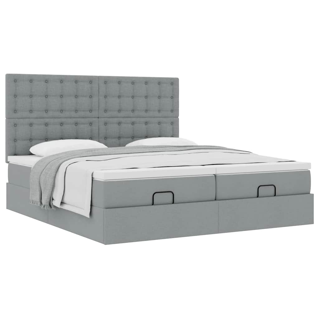 Ottoman bed met matrassen 160x200cm stof lichtgrijs is nu te koop bij PeponiXL, paradijselijk wonen!