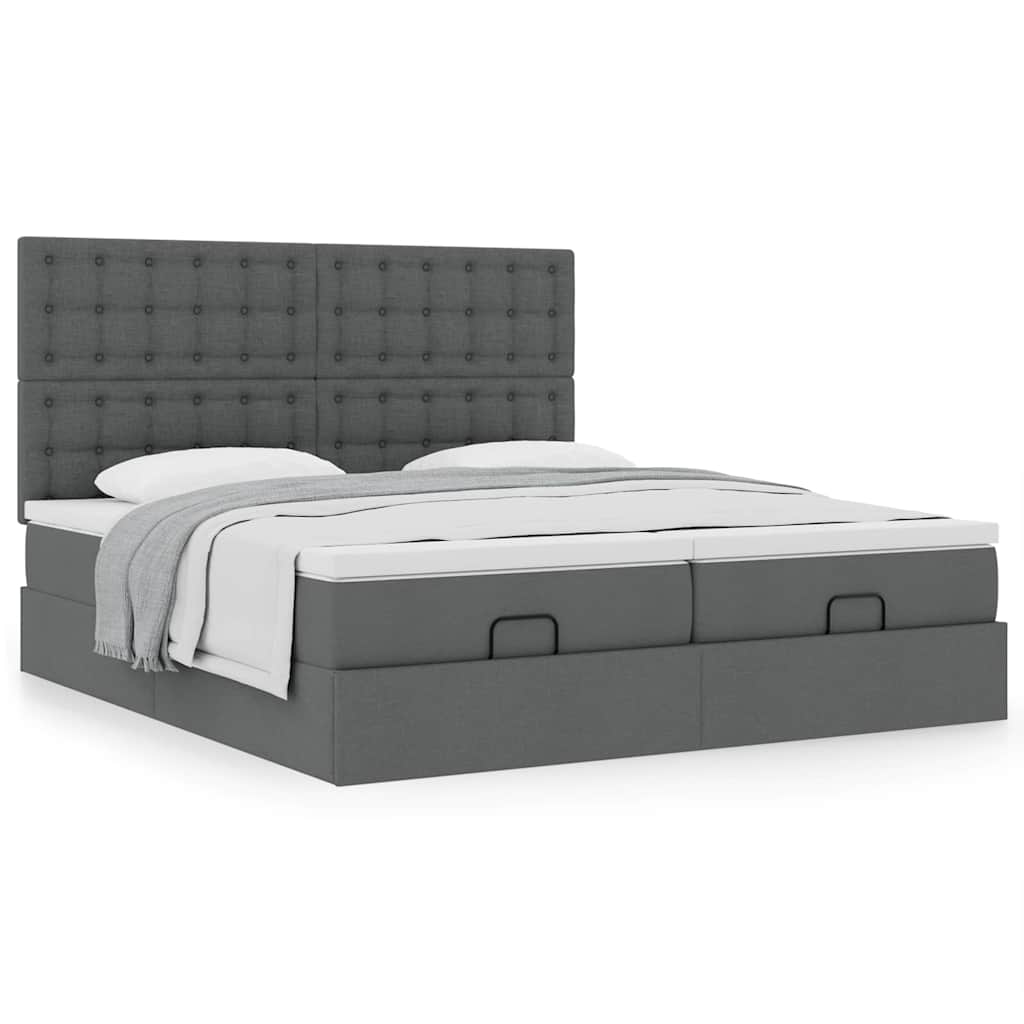 Ottoman bed met matrassen 160x200cm stof donkergrijs is nu te koop bij PeponiXL, paradijselijk wonen!