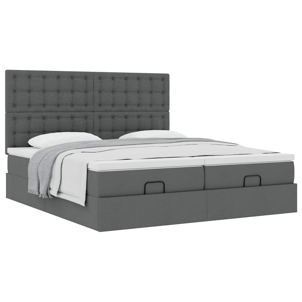 Ottoman bed met matrassen 160x200cm stof donkergrijs is nu te koop bij PeponiXL, paradijselijk wonen!