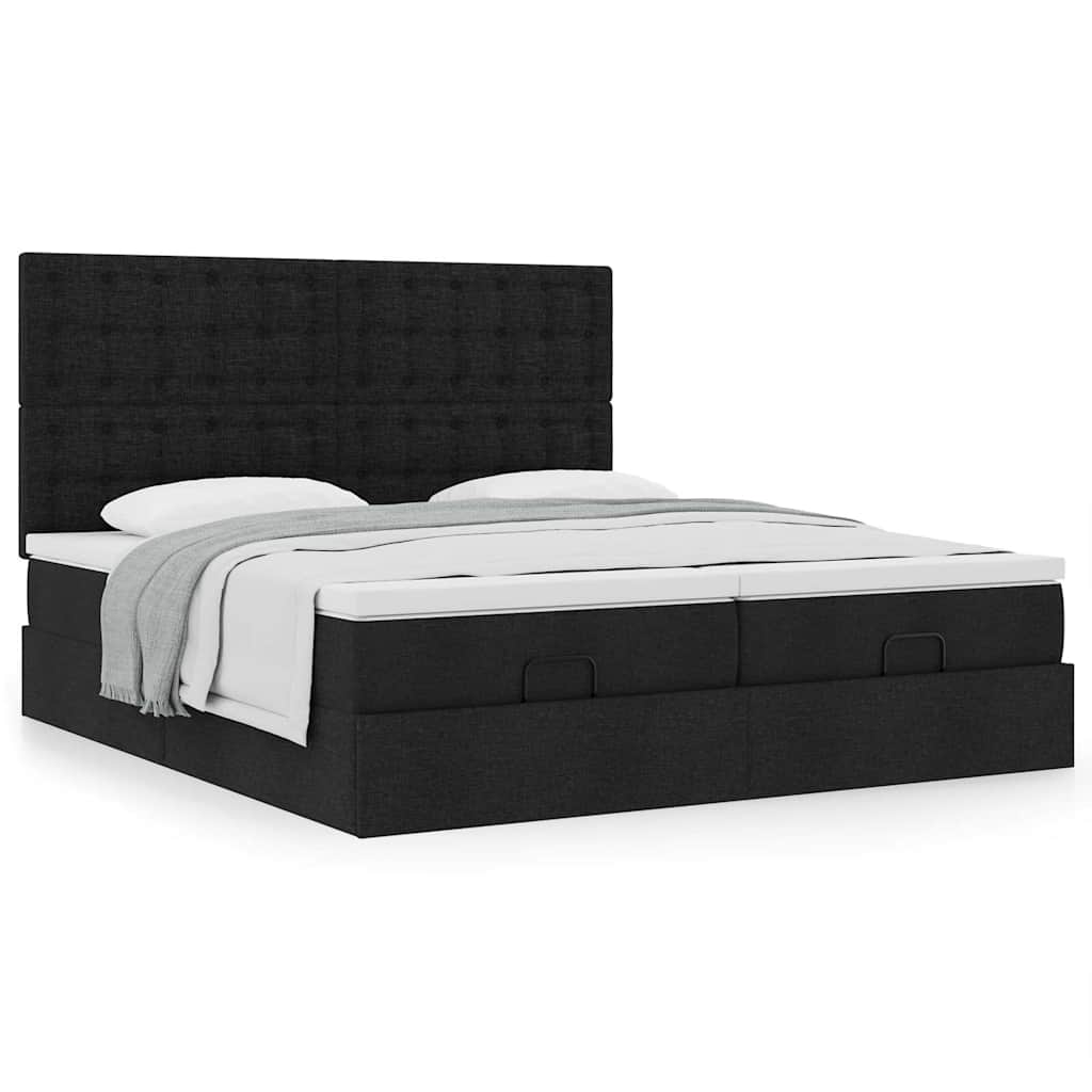 Ottoman bed met matrassen 160x200cm stof zwart is nu te koop bij PeponiXL, paradijselijk wonen!
