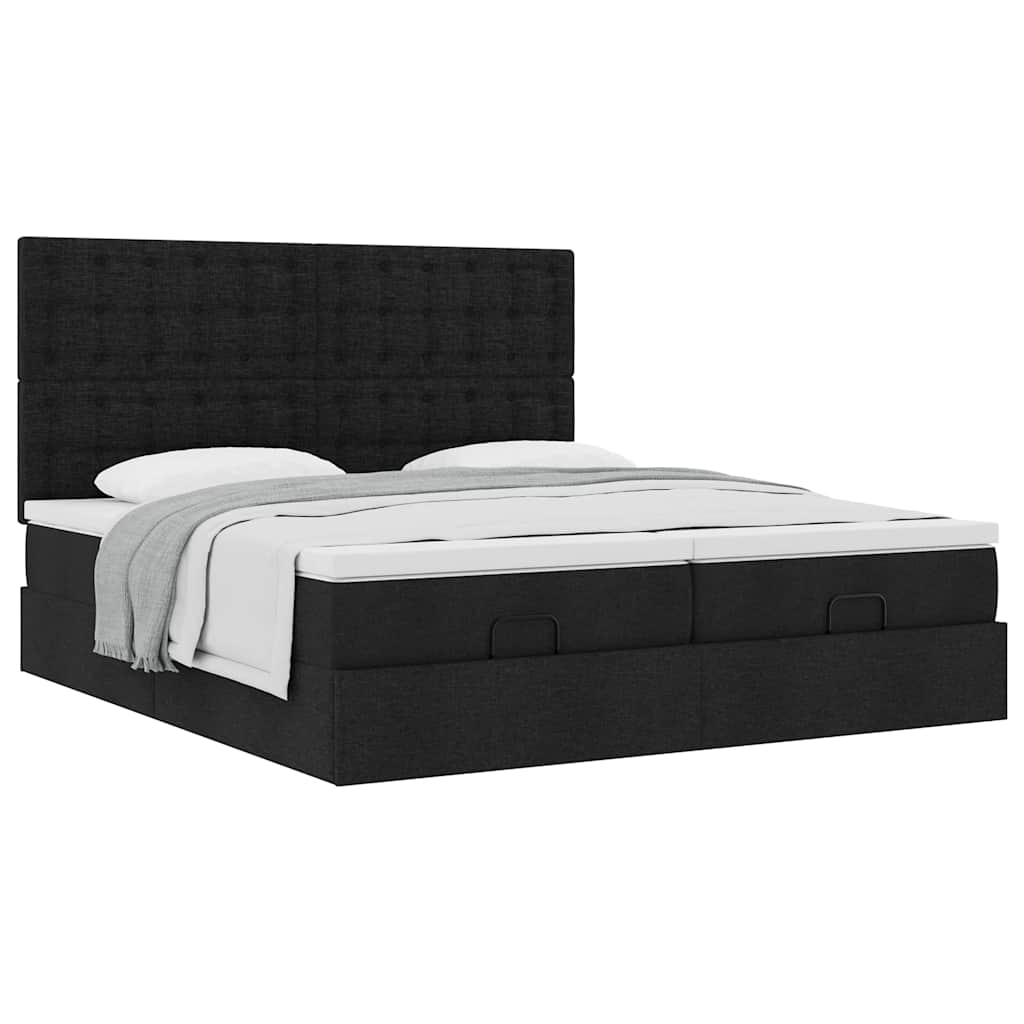 Ottoman bed met matrassen 160x200cm stof zwart is nu te koop bij PeponiXL, paradijselijk wonen!