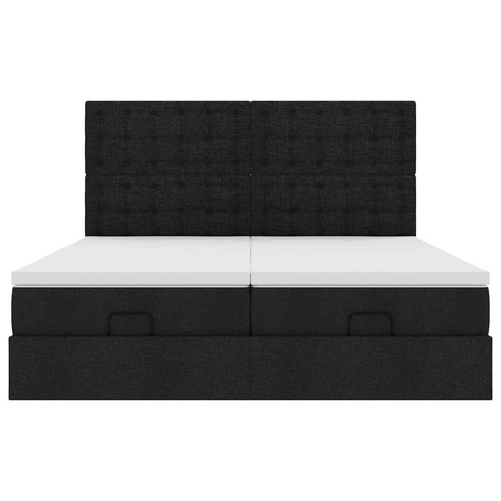 Ottoman bed met matrassen 160x200cm stof zwart is nu te koop bij PeponiXL, paradijselijk wonen!