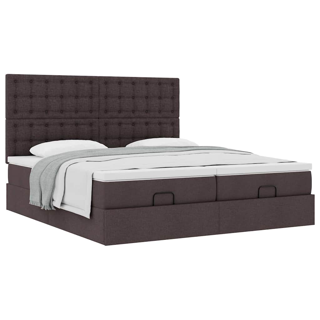 Ottoman bed met matrassen 160x200cm stof donkerbruin is nu te koop bij PeponiXL, paradijselijk wonen!