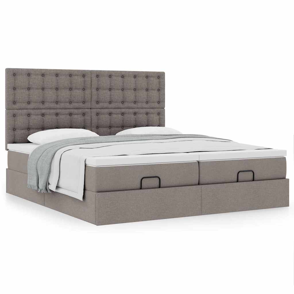 Ottoman bed met matrassen 160x200cm stof taupe is nu te koop bij PeponiXL, paradijselijk wonen!