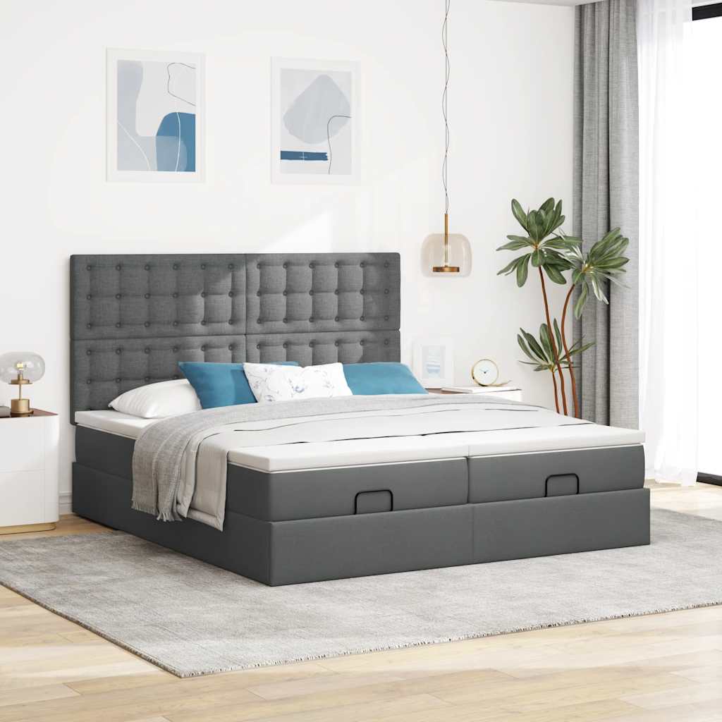 Ottoman bed met matrassen 180x200cm stof donkergrijs is nu te koop bij PeponiXL, paradijselijk wonen!