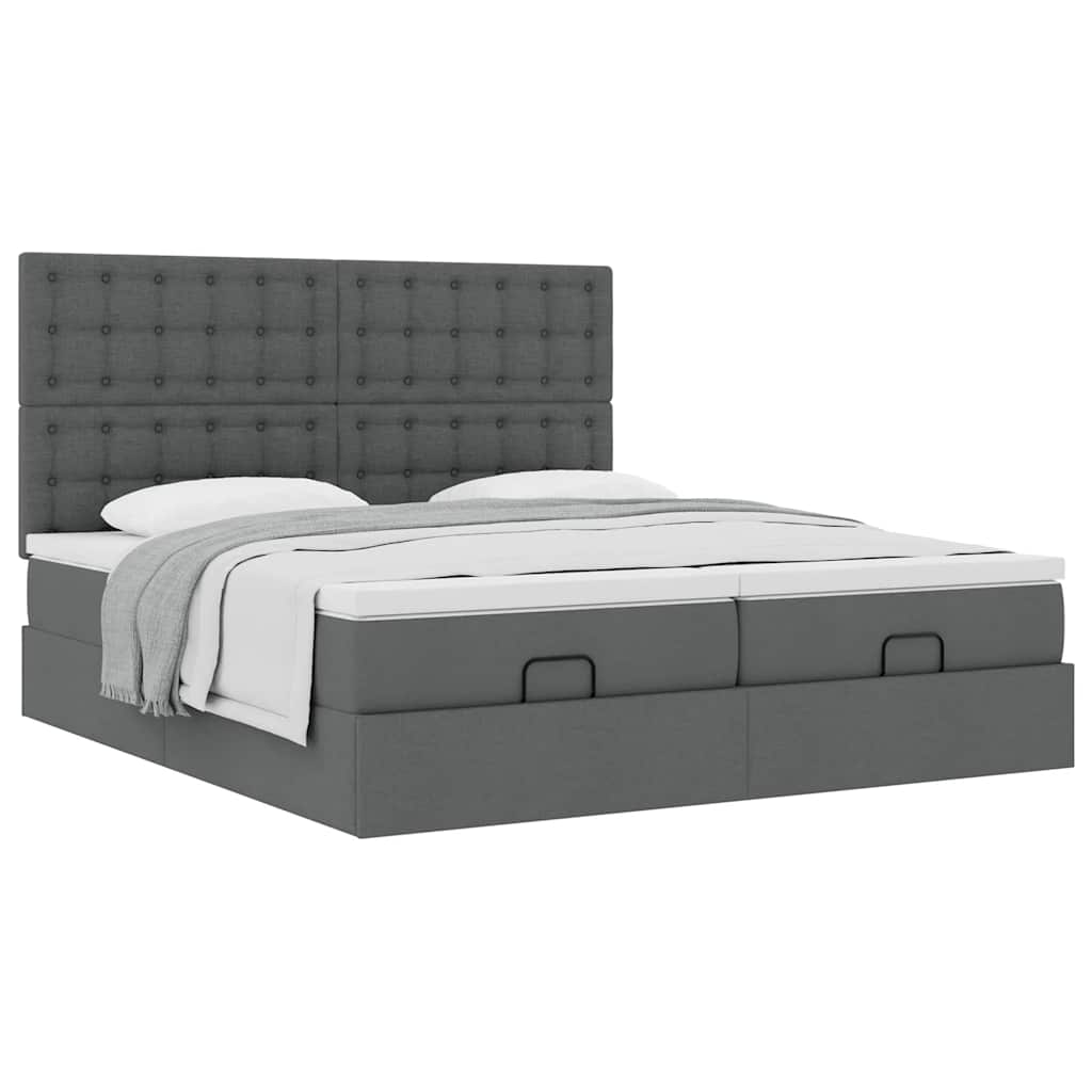 Ottoman bed met matrassen 180x200cm stof donkergrijs is nu te koop bij PeponiXL, paradijselijk wonen!