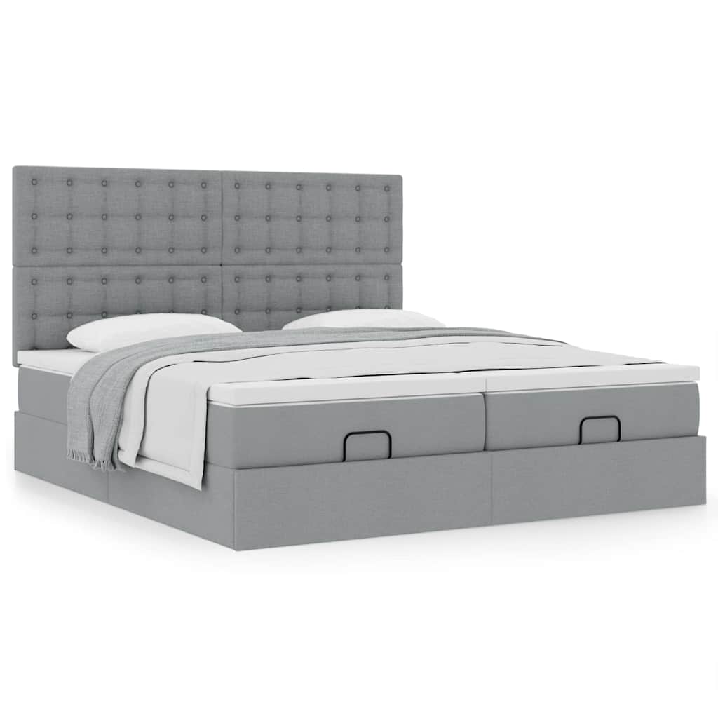 Ottoman bed met matrassen 200x200cm stof lichtgrijs is nu te koop bij PeponiXL, paradijselijk wonen!